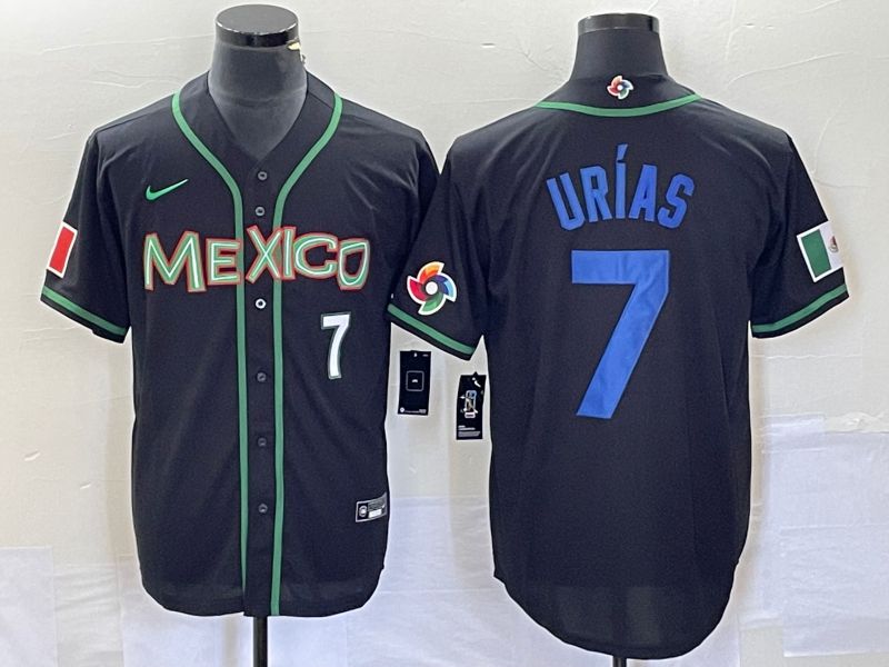 Men 2023 World Cub Mexico #7 Urias Black blue Nike MLB Jersey5->more jerseys->MLB Jersey